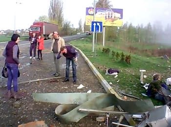 Новое видео взрыва АЗС в городе Переяслав-Хмельницкий Киевской области