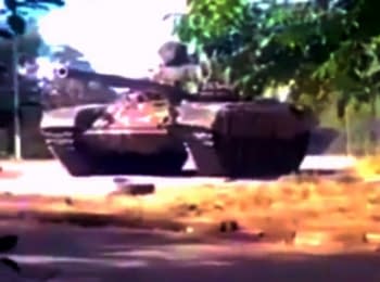 National Security and Defense Council: Tanks of the Russian army in Novoazovs'k, on August 27, 2014