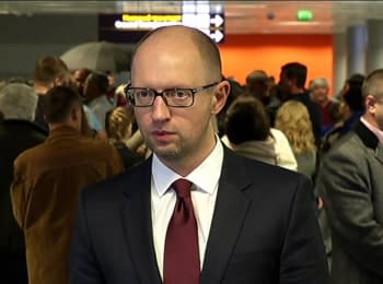 Briefing of Arseniy Yatsenyuk at the airport "Borispol" at the end of his work visit to the United States