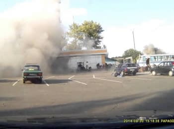 Donetsk. The fall of the projectile near civilians