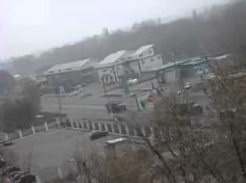 A column of military vehicles of militants in Makeevka, 01.11.2014