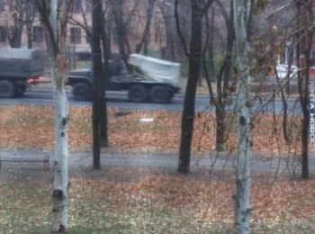 Donetsk. A huge column of military vehicles, 01.11.2014