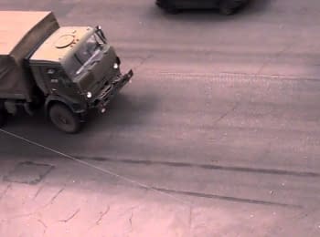 A column of military vehicles of militants. Donetsk 02.11.14