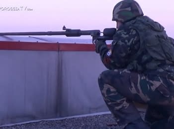 Terrorists firing at Ukrainian military vehicles at the Donetsk airport