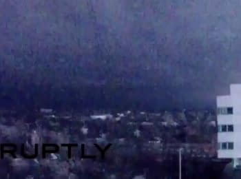 A powerful explosion near the Donetsk airport, 19.11.2014
