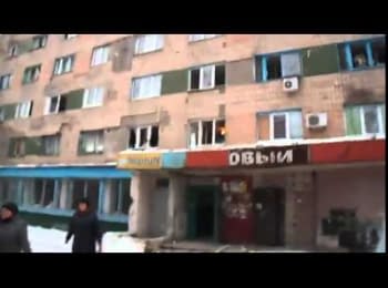Consequences of shelling in Donetsk, Textilschik district, 19.01.2015