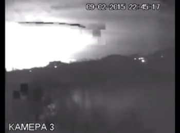 Explosion in Donetsk - recording via surveillance camera, 08.02.15