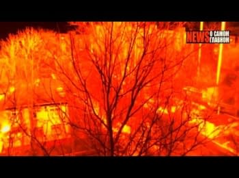 Обстріл Луганська, вибух снаряда в 20 метрах від відеокамери, 12.02.15