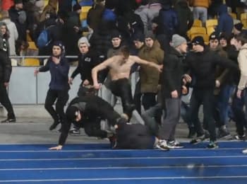 An incident between fans at the match Dinamo-Guingamp, NSK "Olimpiyskiy", 26.02.15