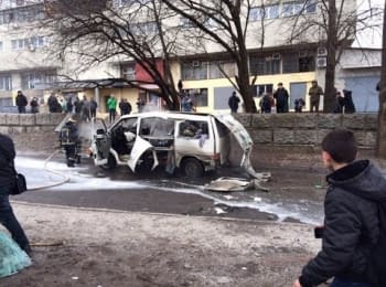 Van of "Slobozhanshchina" battalion commander exploded in Kharkiv, 06.03.2015