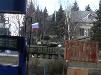 Column of terrorists' tanks in Makiyivka, 07.03.2015