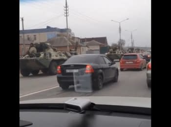 Column of APC at the outskirts of Belgorod, Russia, 13.03.15