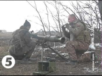 Response of the "Right Sector" to the mortar attack of militants, Pisky village