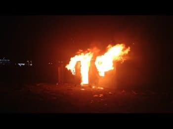 Shooting and fire in Kiev on-site construction at Osokorki