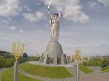 Motherland Monument in a poppy wreath (drone footage)