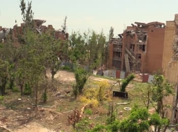 Ruins of destroyed by the pro-Russian militants Shyrokyne