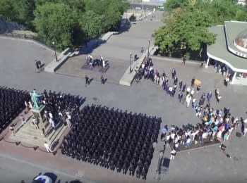 Oath of the new police of Odessa. Video from drone
