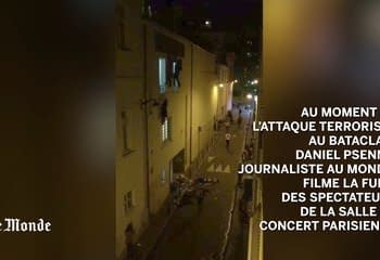 Глядачі тікають з концертного залу Батаклан після початку стрілянини. Франція