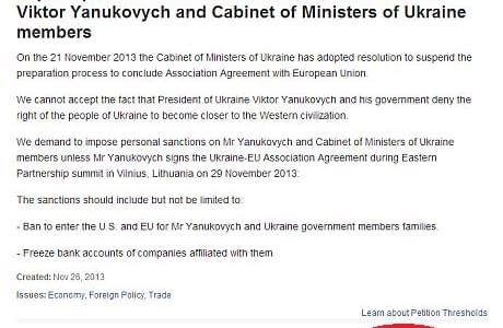 34 тисячі людей вже підписали петицію про санкції США щодо Януковича